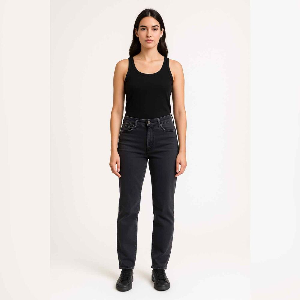 Eileen Fisher Black Grey Cropped Ankle Straight Leg Denim Jeans